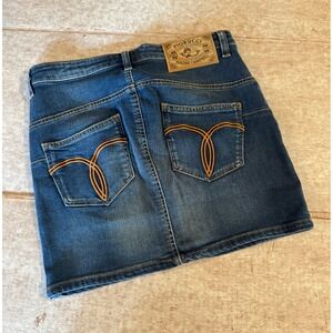 Fiorucci Denim Mini Skirt with Brown Stitching
